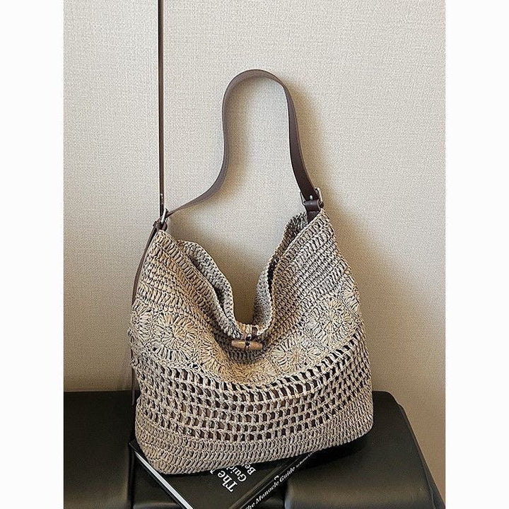 Braided summer handbag with practical leather handles Bowlift