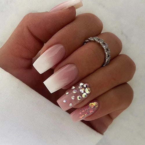 Artful Acrylic Nails with Elegant Glitter Design Bowlift