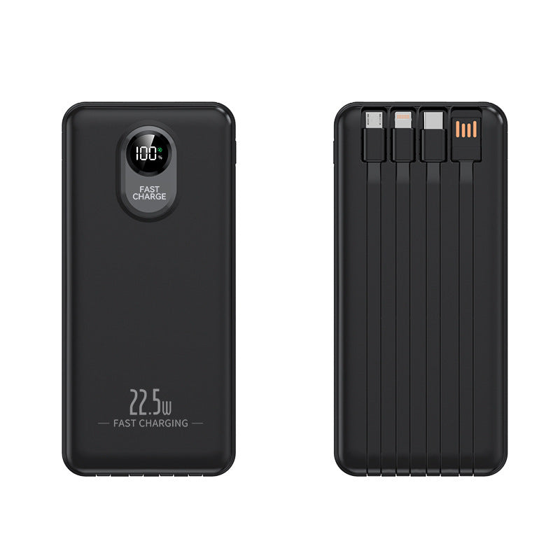 Portable power bank with 22.5 W fast charging function and integrated cables Bowlift