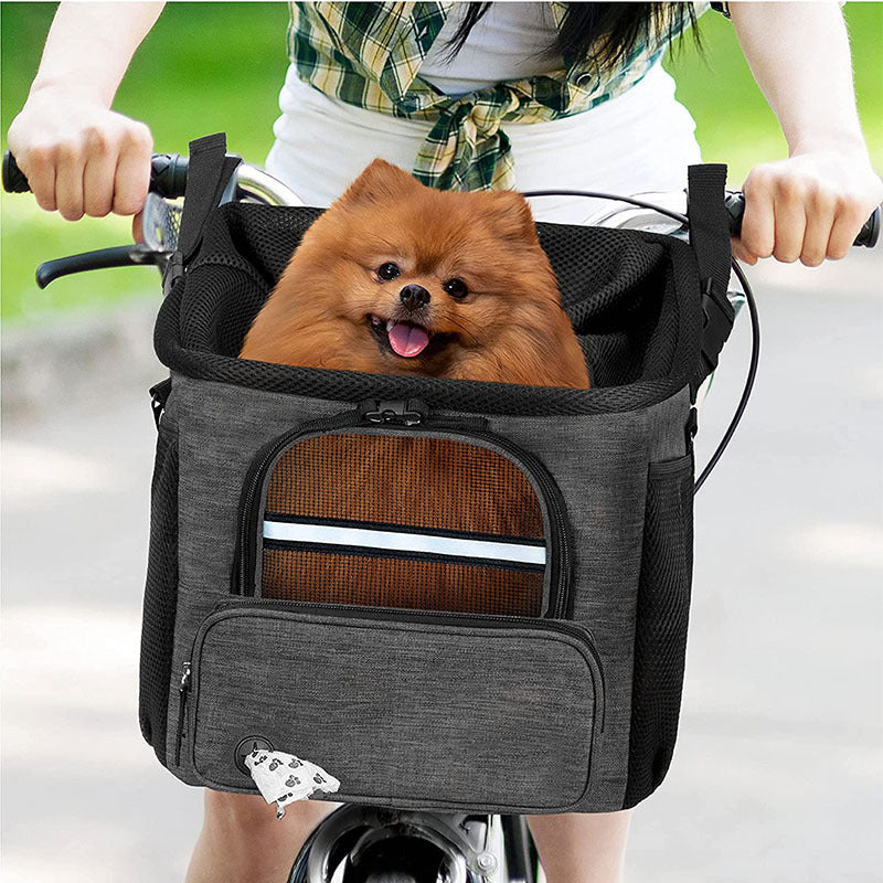 front-opening small dog and cat carrier backpack with breathable mesh top, padded straps and secure interior leash Bowlift