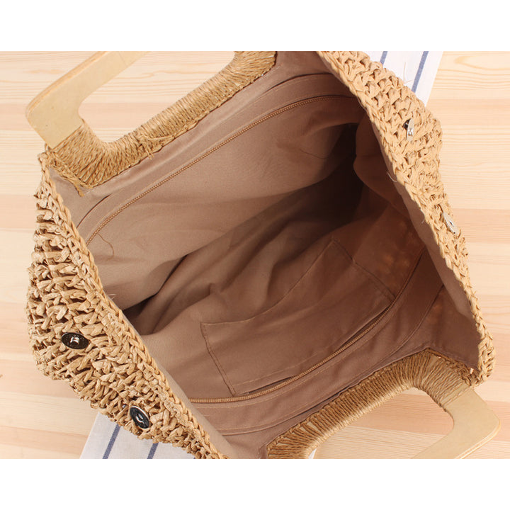Handcrafted basket bag with modern wooden handle Bowlift