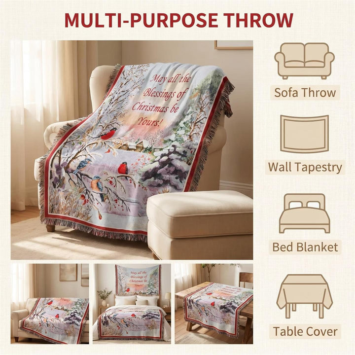 Festive Winter Season Tapestry Throw Blanket