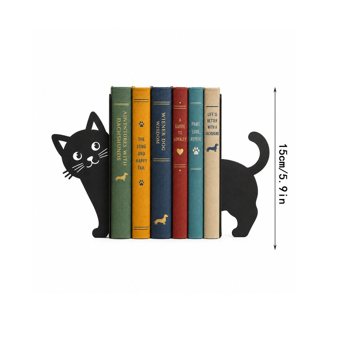 Cat-Shaped Bookend Set