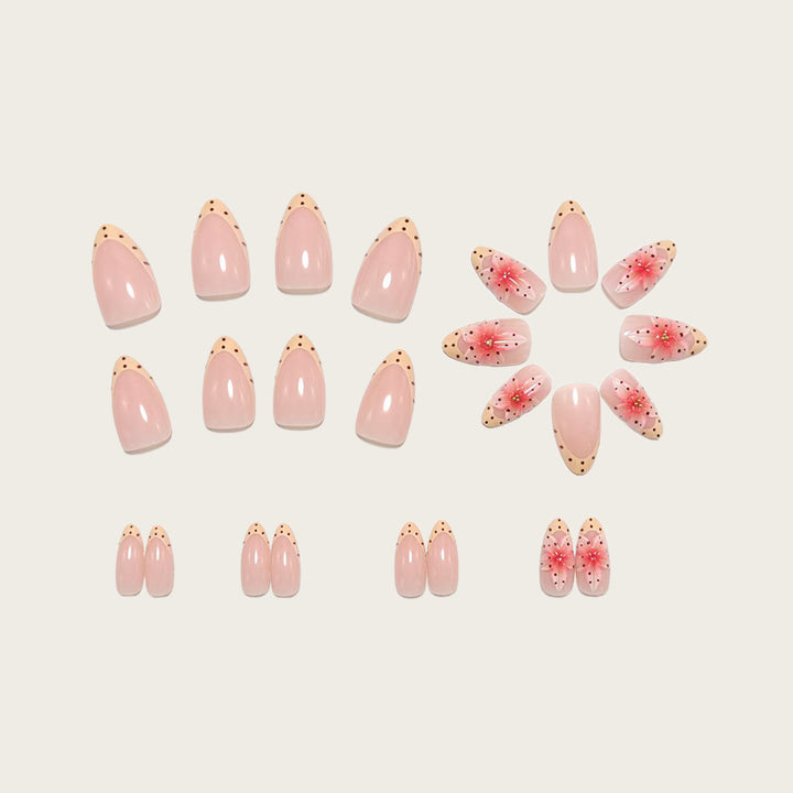 Artificial nails with floral design and elegant accents Bowlift