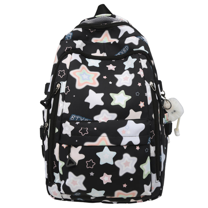 Backpack with Colorful Star Motif and Multifunctional Compartments Bowlift