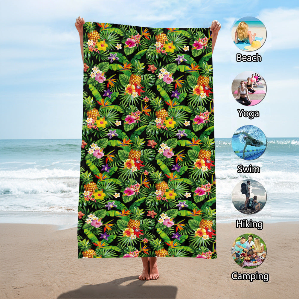 Beach towel with exotic pineapple and palm pattern Bowlift