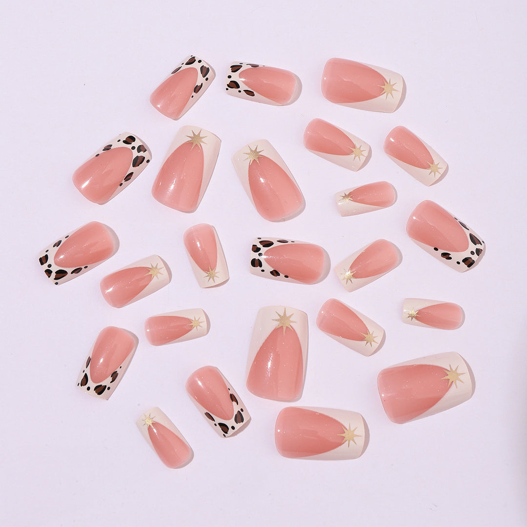 Creative nail art set with elegant leopard and glitter accents Bowlift