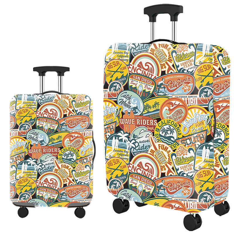 Vintage Travel-Themed Hard Shell Suitcase Bowlift