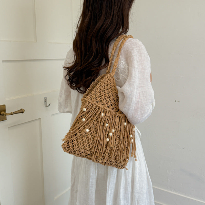 Handcrafted Macrame Bag with Tassels Bowlift
