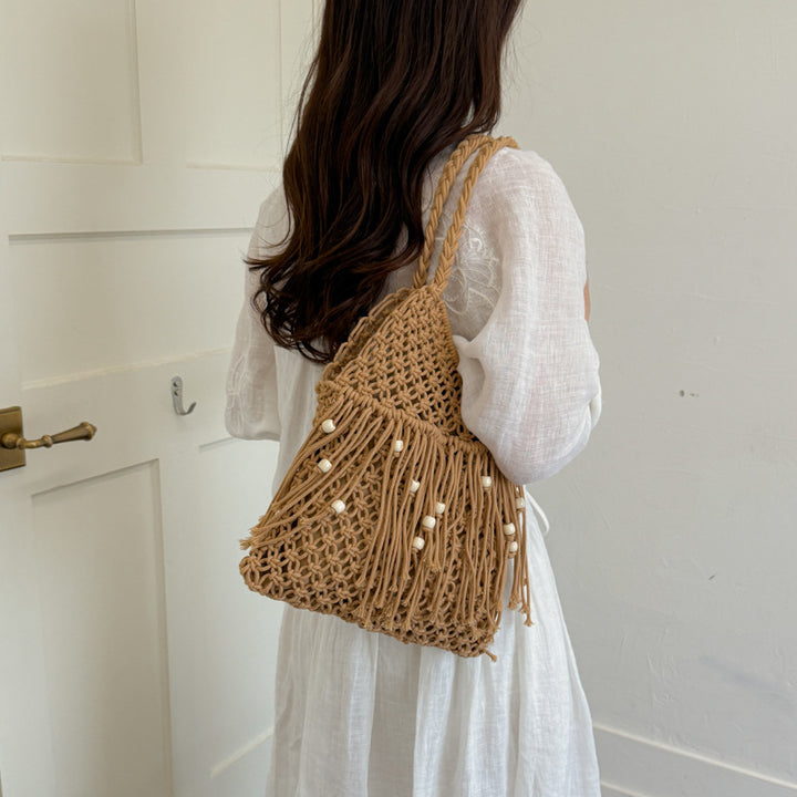 Handcrafted Macrame Bag with Tassels Bowlift
