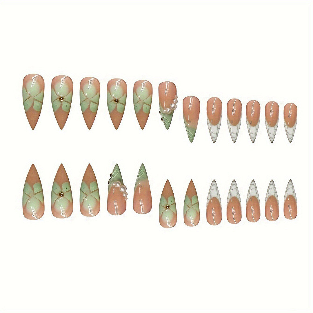 Decorative Stiletto Press-On Nail Extensions Bowlift