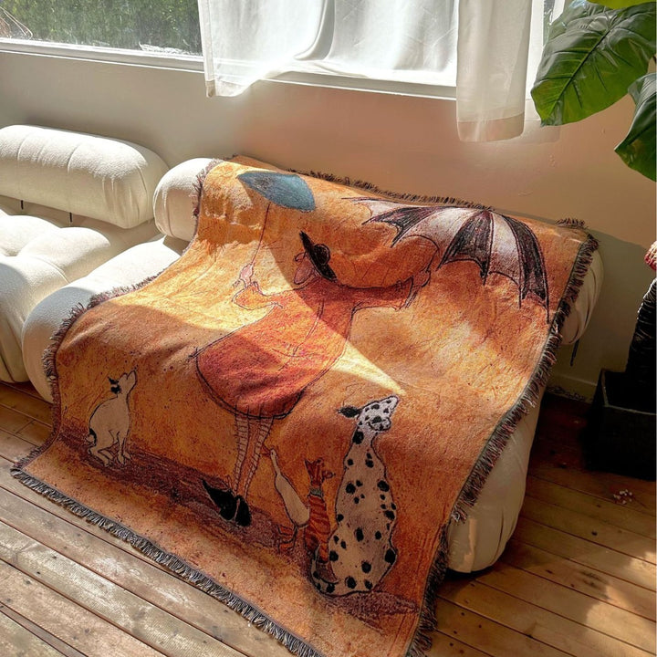 Artistic Zodiac-Themed Woven Blanket