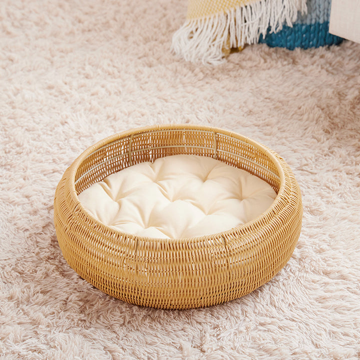Cat bed with round rattan decoration Bowlift