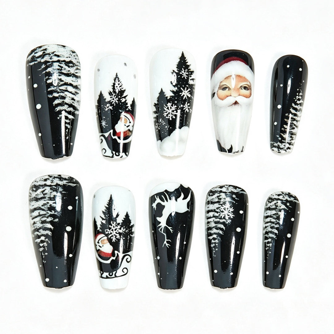 Seasonal Themed Long Press-On Nail Design Bowlift
