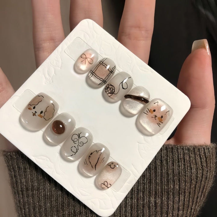 Artistic Animal-Themed Press-On Nails Bowlift