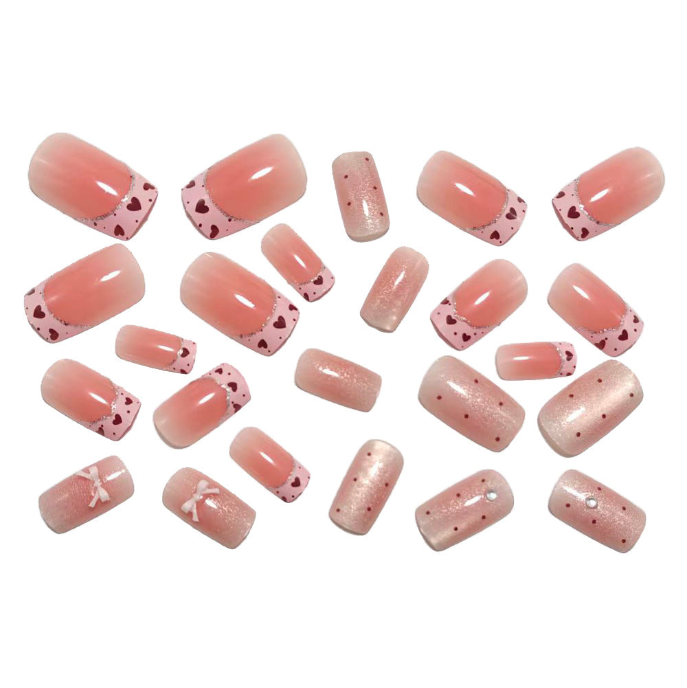 Acrylic Nail Set with Elegant Bow Design Bowlift