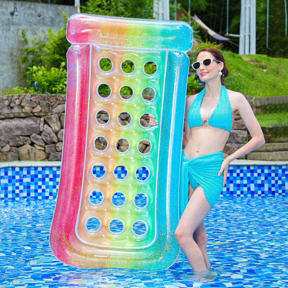 Ladies Inflatable Comfort Pool Lounge with Integrated Cup Holders Bowlift