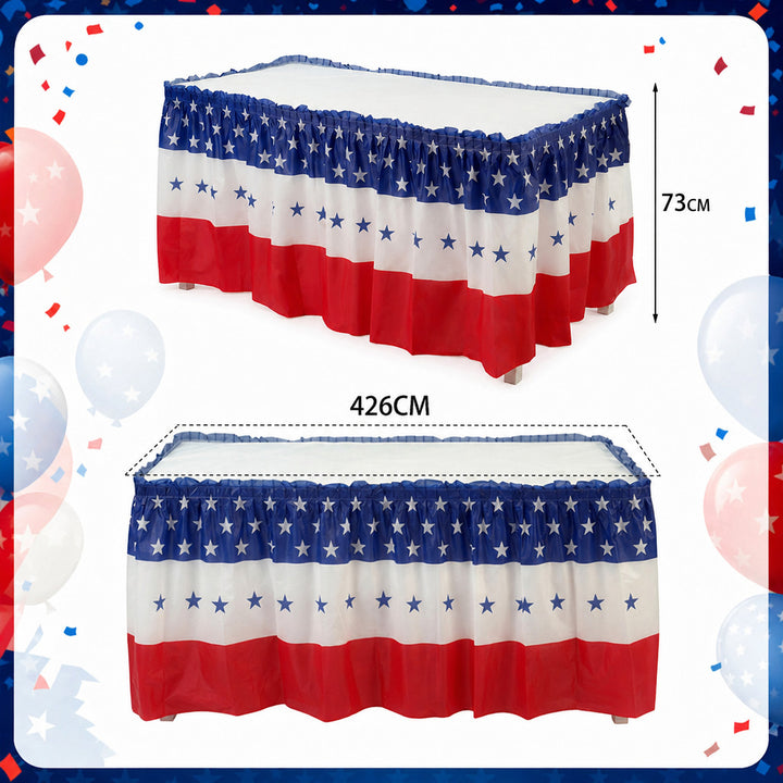 Unisex decorative tablecloth skirt with elastic waistband and star border for party tent and buffet tables Bowlift