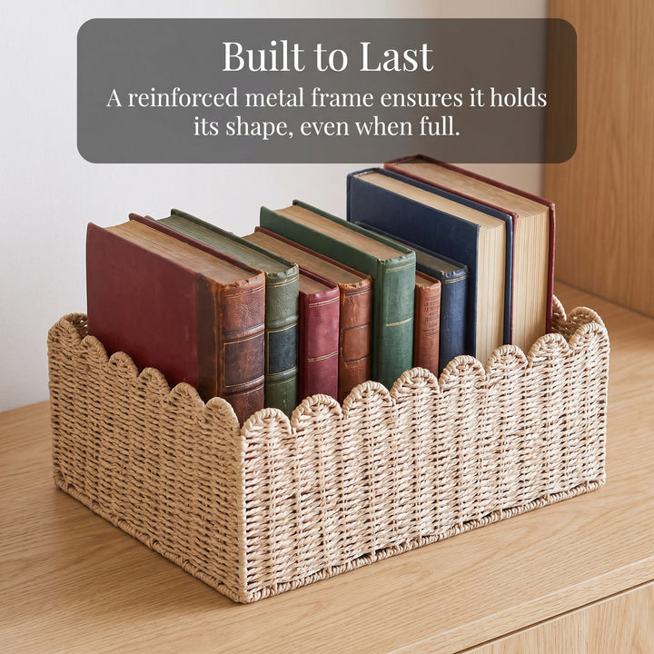 Scalloped Woven Storage Basket Bowlift