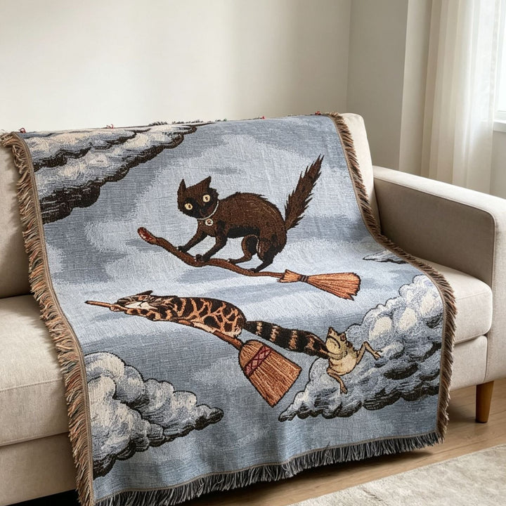 Whimsical Animal-Themed Tapestry Blanket