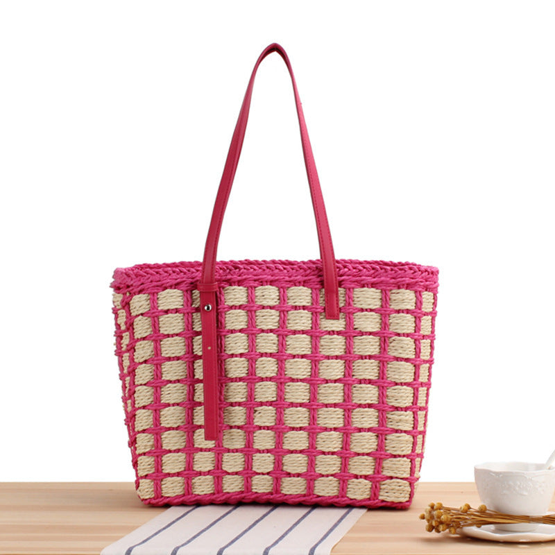 Hand-knotted tote bag made of natural material with elegant leather handles Bowlift