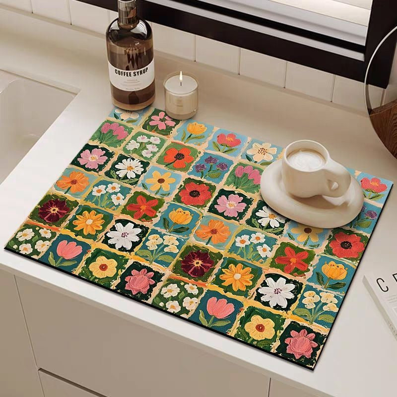 Decorative Floral Kitchen Mat