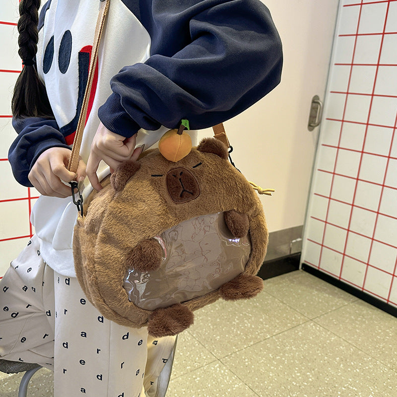 Plush Capybara Character Backpack Bowlift