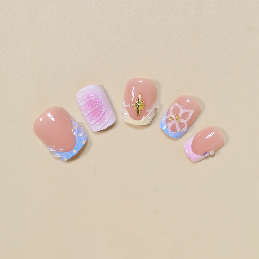 Artistic French Style Press-On Nails Bowlift