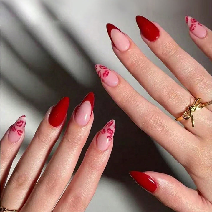 Luxurious Artistic Almond-Shaped Press-On Nails Bowlift