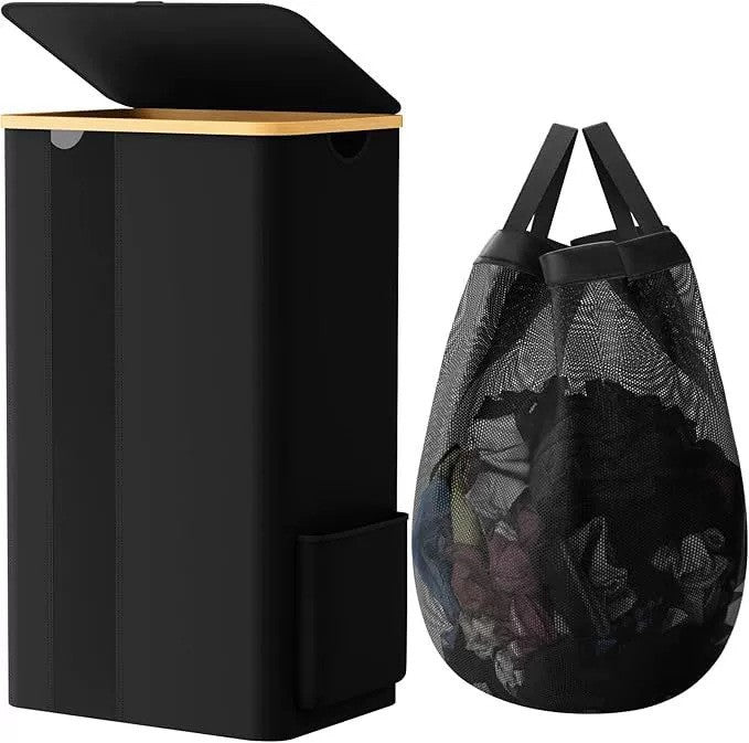 Practical laundry container with removable mesh bag Bowlift