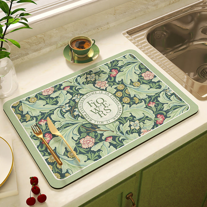 Floral Design Kitchen Mat Bowlift