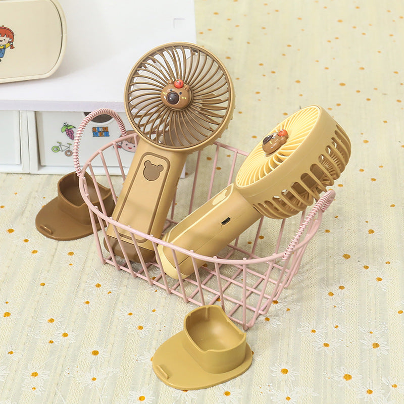 Women's Portable Mini Hand Fan with Cute Bear Design Bowlift