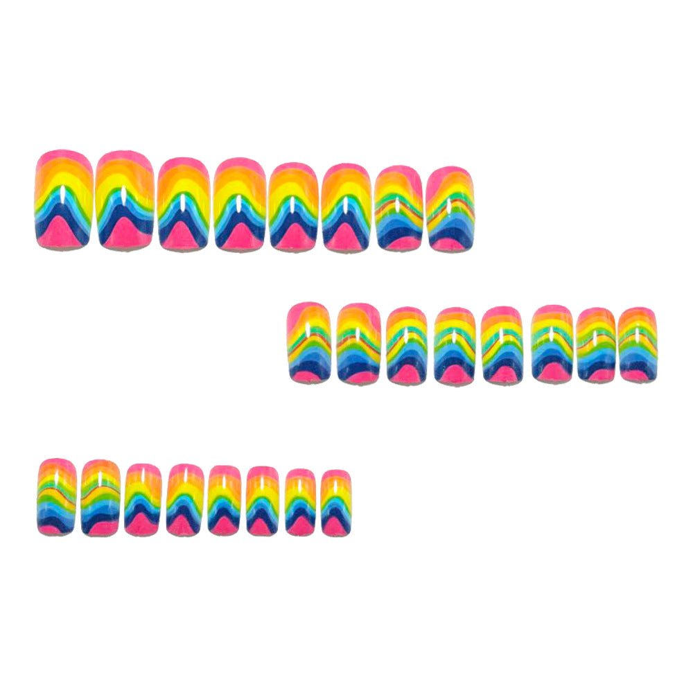 Artificial Nails in Creative Rainbow Design Bowlift
