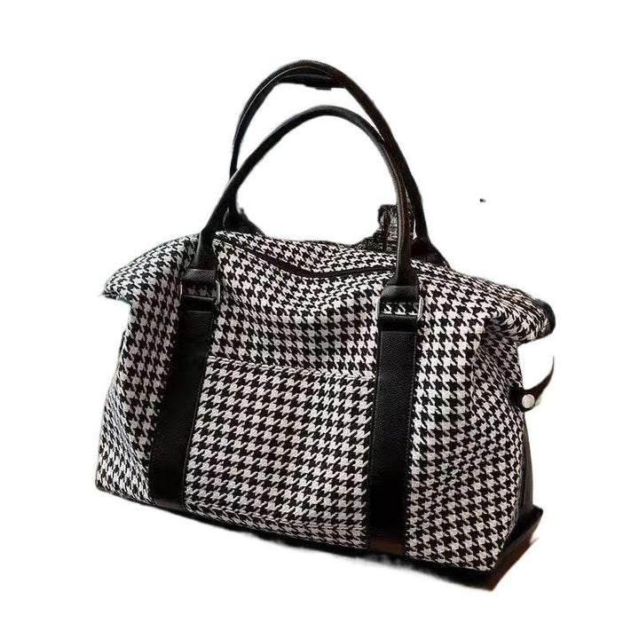 Spacious Tote Bag With Stylish Houndstooth Pattern Bowlift