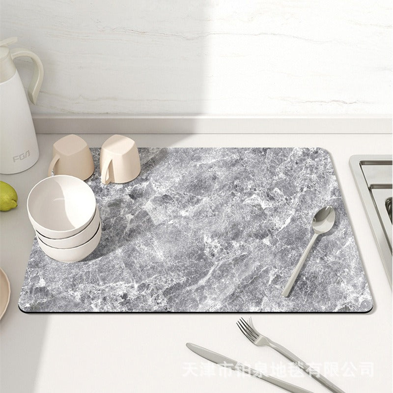 Stylish Marble-Effect Kitchen Mat Bowlift