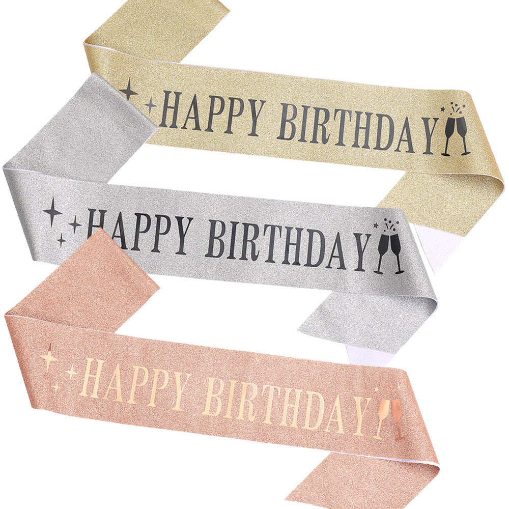 Ladies Glitter Headband with "Happy Birthday" Inscription Bowlift