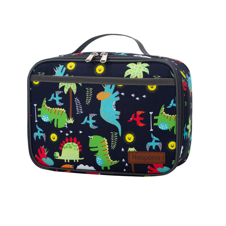 Insulated children's dinosaur lunch case with thermal lining and carry handle Bowlift