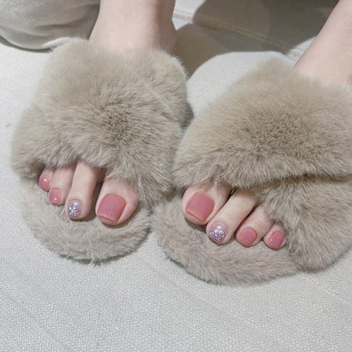Plush Faux Fur Slide Slippers Bowlift