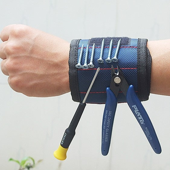 Heavy duty magnetic wrist tool organizer strap with reinforced nylon and secure Velcro Bowlift