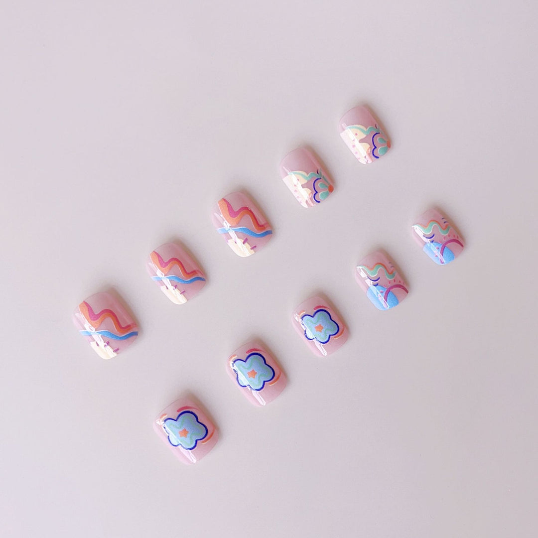 Nail art set with colorful neon-inspired design Bowlift