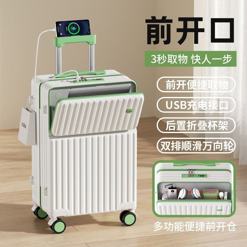 Portable Hard Shell Trolley Suitcase With USB Connection And Innovative Organizer Bowlift