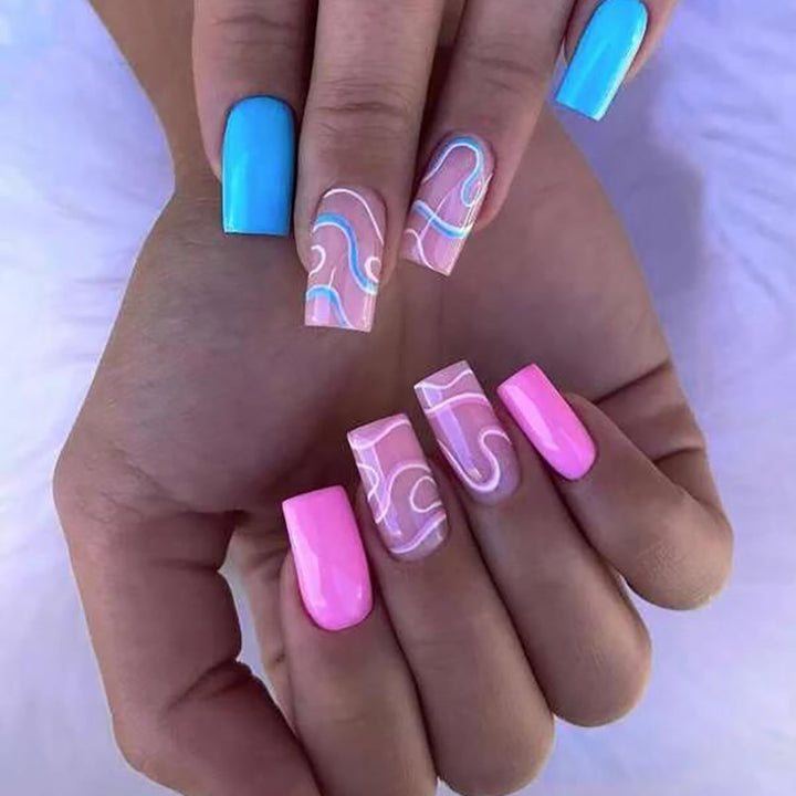 Elegant Artistic Press-On Nail Set Bowlift