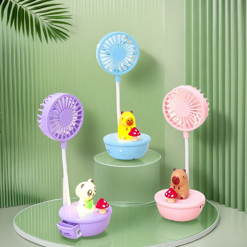 Women Portable Fan with LED Light and Animal Design Bowlift