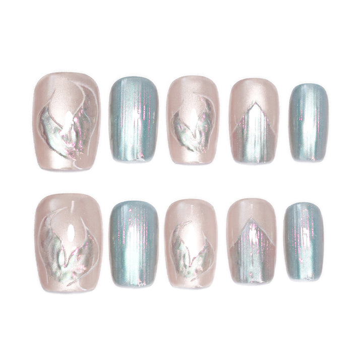 Artistic Nail Tips with Floral Design Bowlift
