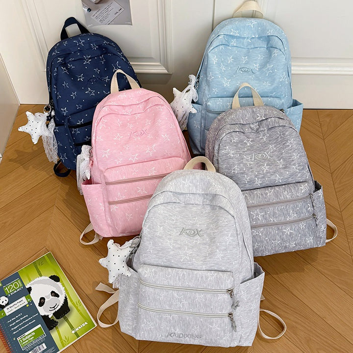 Star-Embellished Multi-Pocket Backpack Bowlift