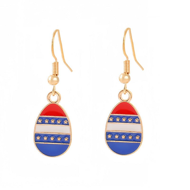 Ladies enamel earrings horseshoe with star stripe motif Bowlift