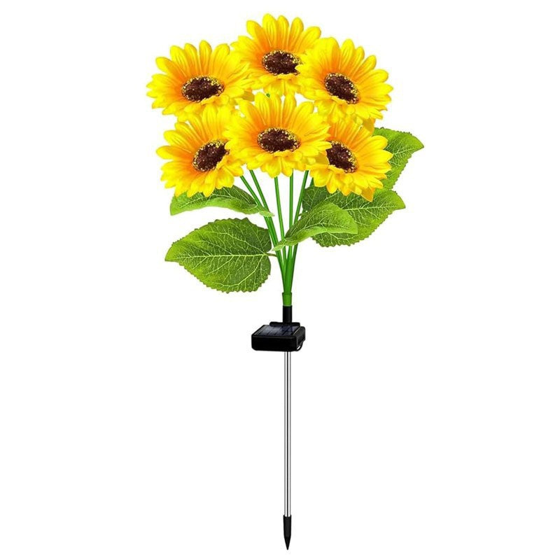 Solar-Powered LED Sunflower Garden Stake Lamp With Waterproof Panel And Adjustable Stem Bowlift