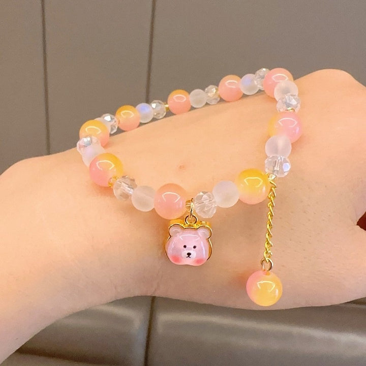 Playful bracelet with colorful glass beads and pendant Bowlift