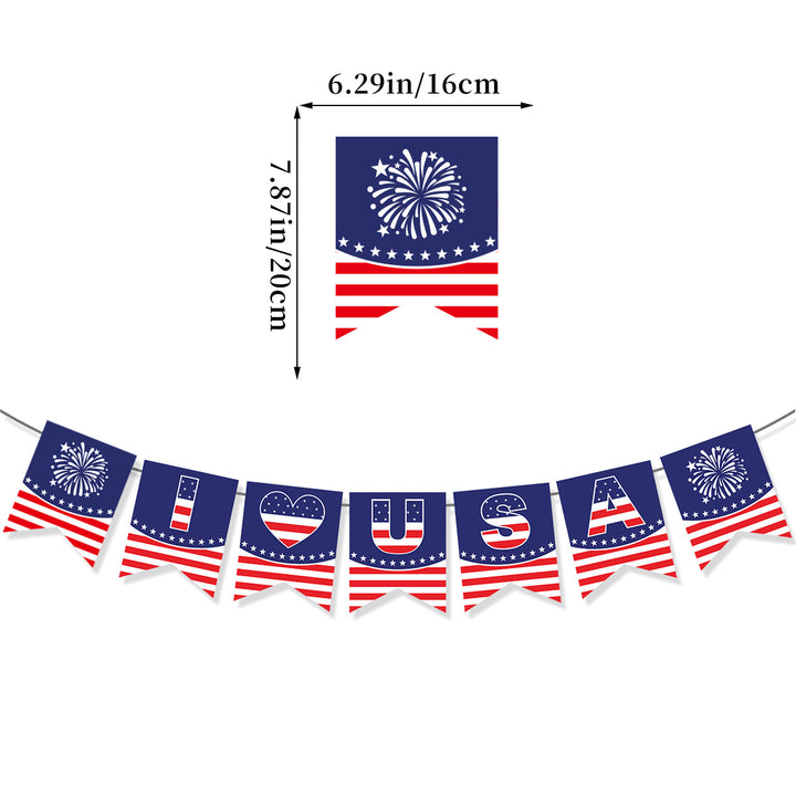 Unisex nan patriotic decorative bunting banner set with pre-strung USA letters and star garlands Bowlift