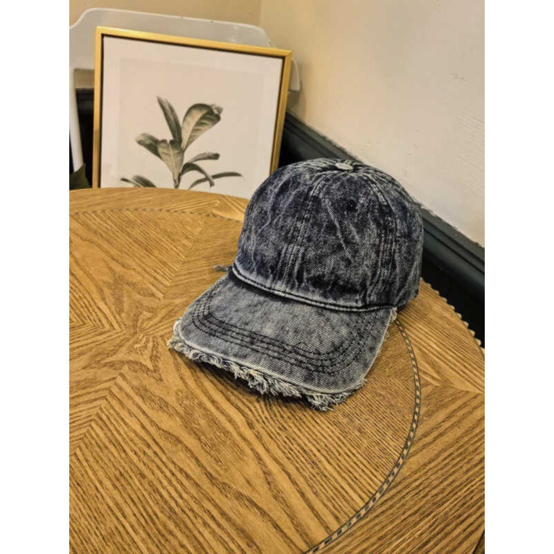 Men's Distressed Denim Baseball Cap Bowlift 1784270742